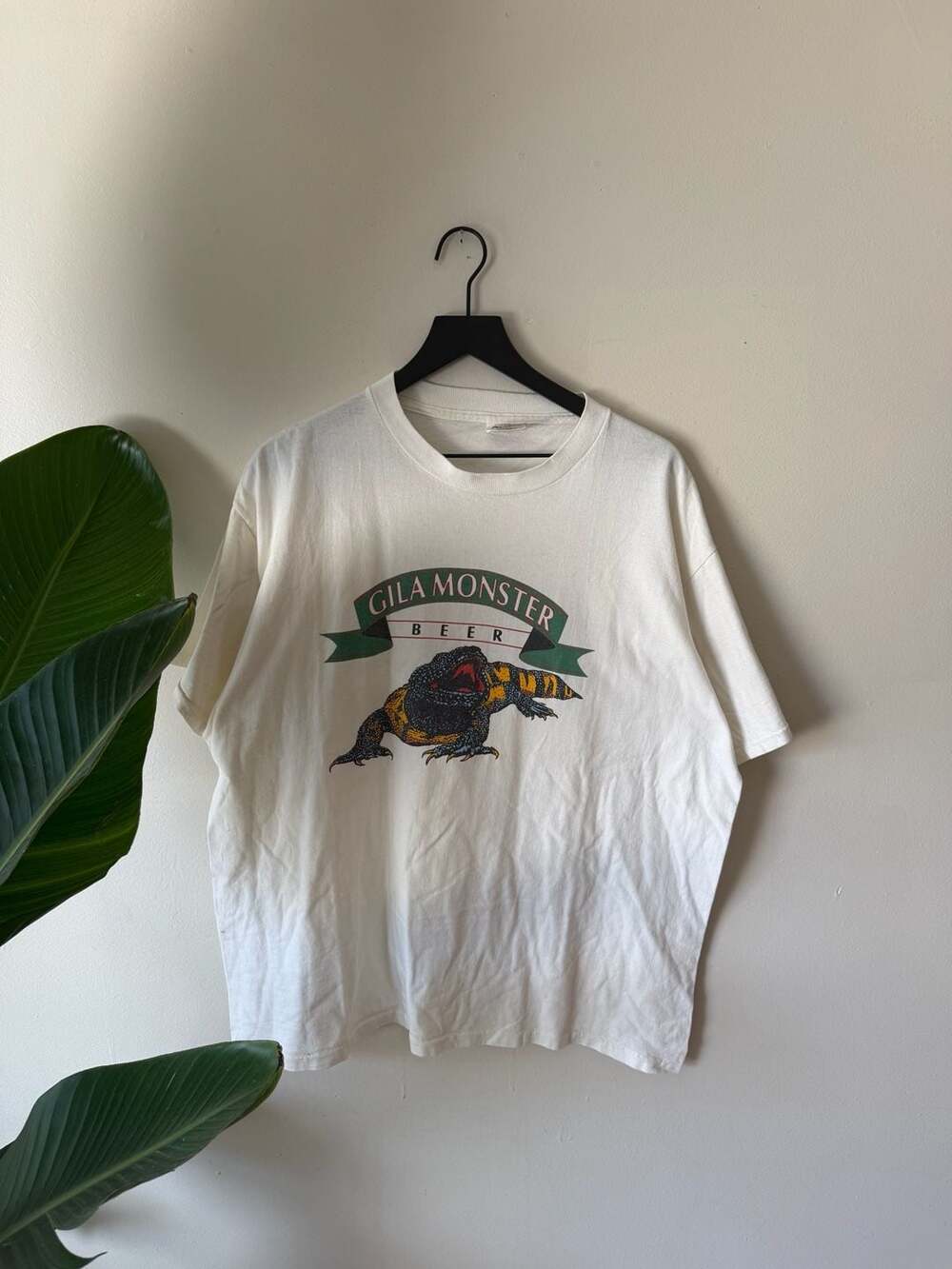 Oneita Gila Monster Beer T-Shirt Size XL White Vintage Graphic Tee